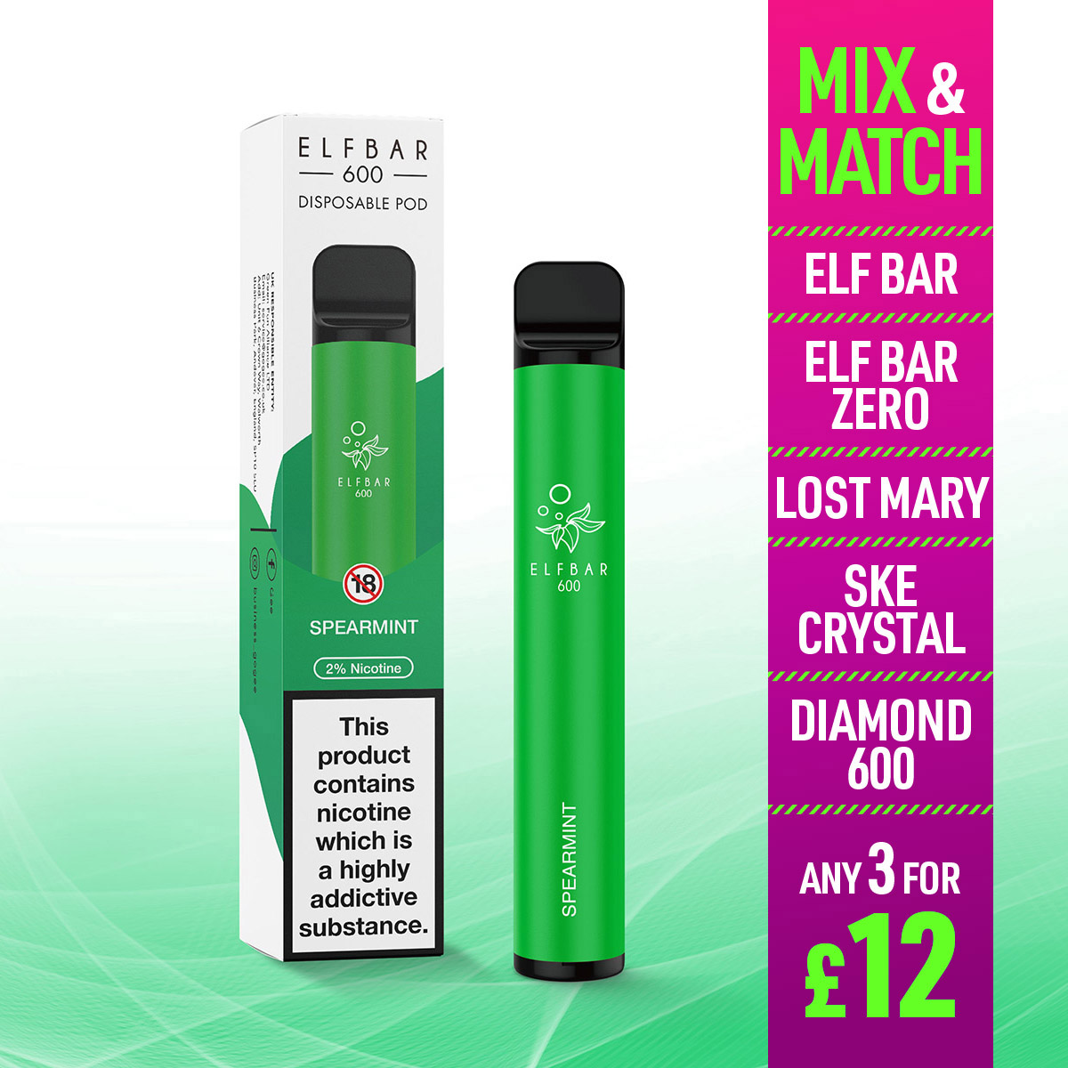 Spearmint Elf Bar Disposable Vape Jenson E Cig