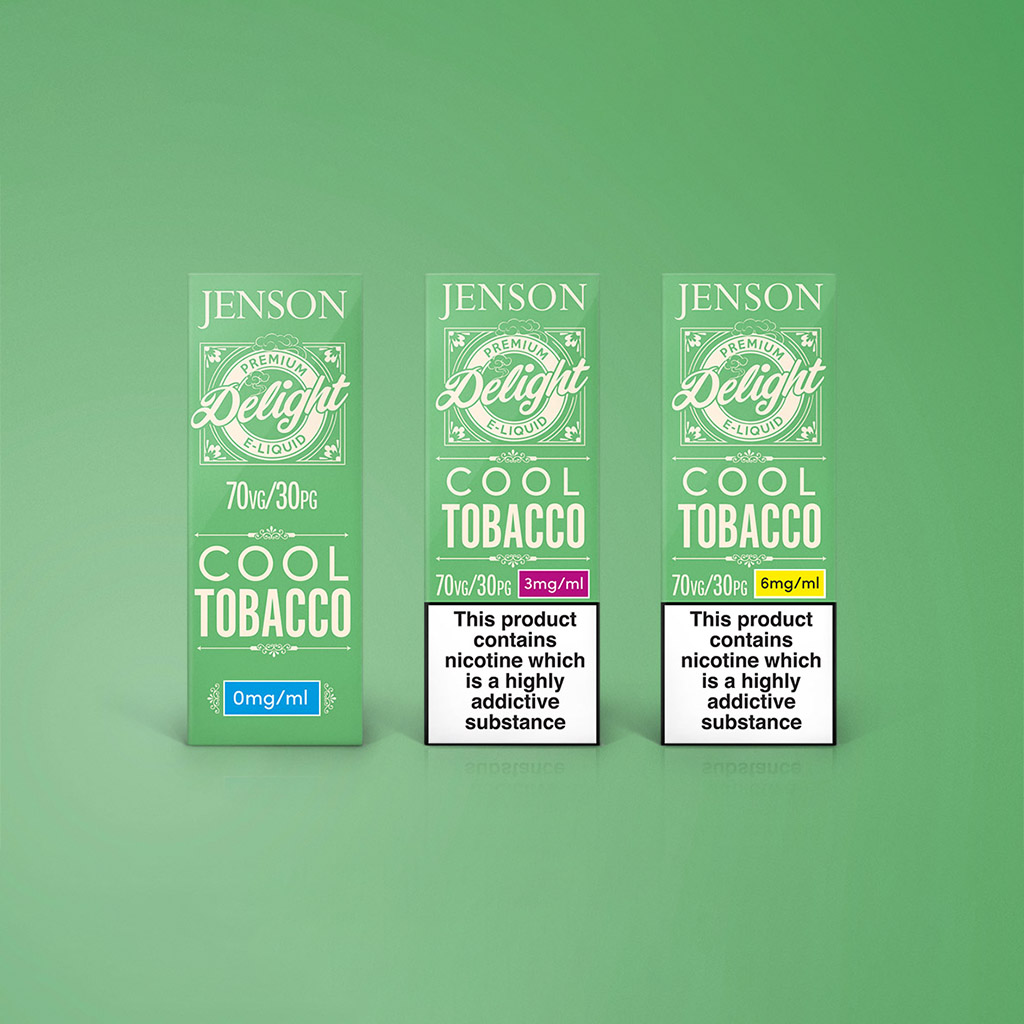 Jenson Cool Tobacco High VG E Liquids 70VG/30PG 0mg to 6mg