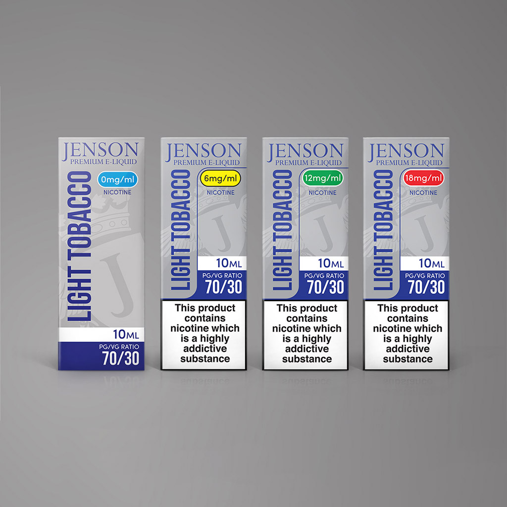 Jenson Light Tobacco E Liquid 70PG/30VG 0 to 18 mg