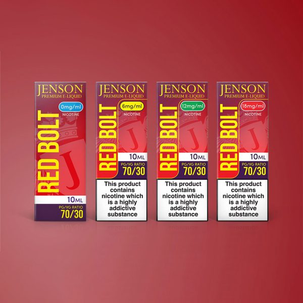 Jenson Red Bolt Liquid 70PG/30VG 0 to 18 mg