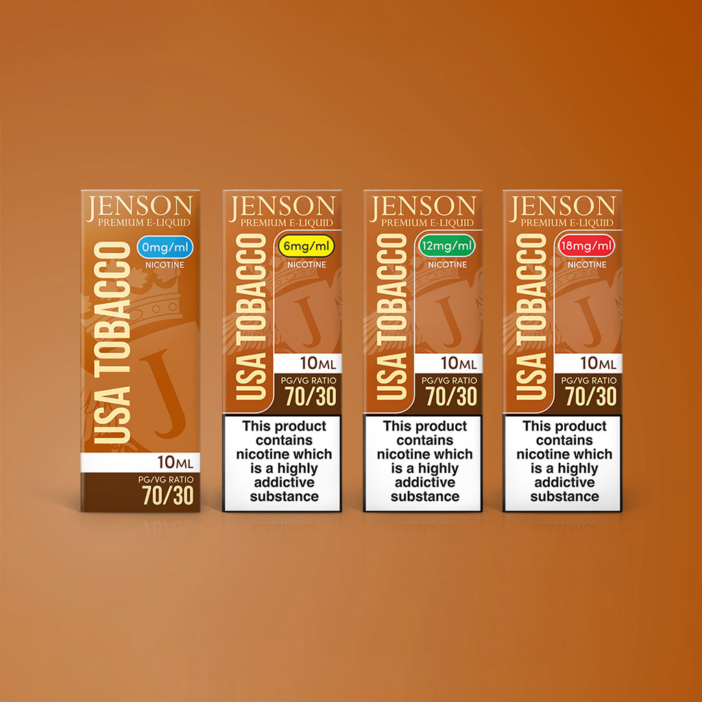Jenson USA Tobacco E Liquid 70PG/30VG 0 to 18 mg