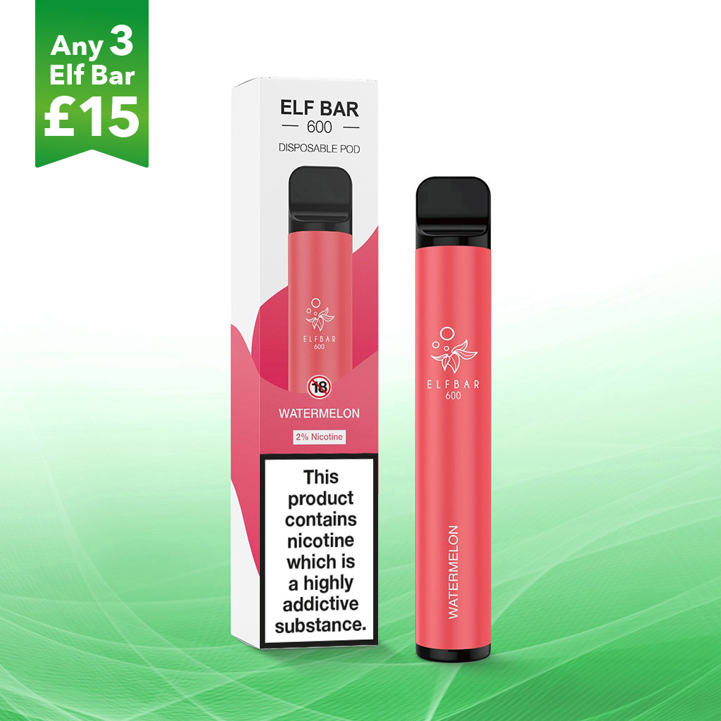 Rich Tasting Watermelon Elf Bar disposable vape pod £5.99