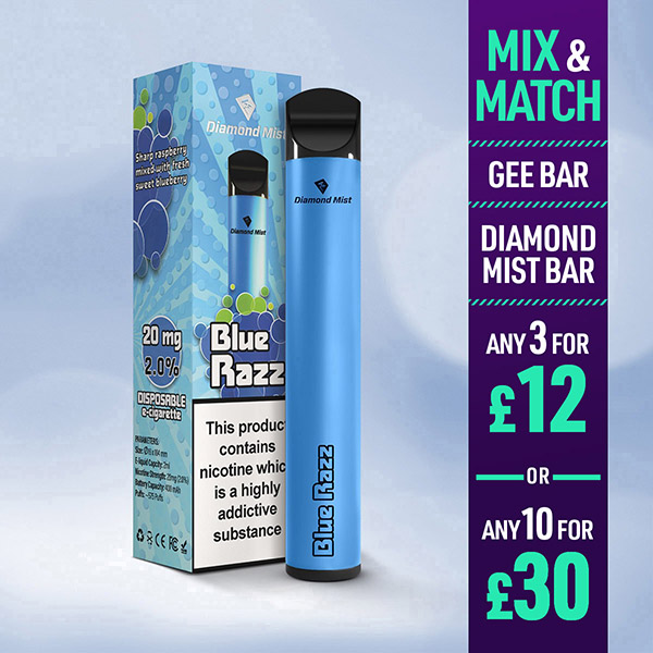 Diamond Mist Bar Disposable Vape Blue Razz 20mg