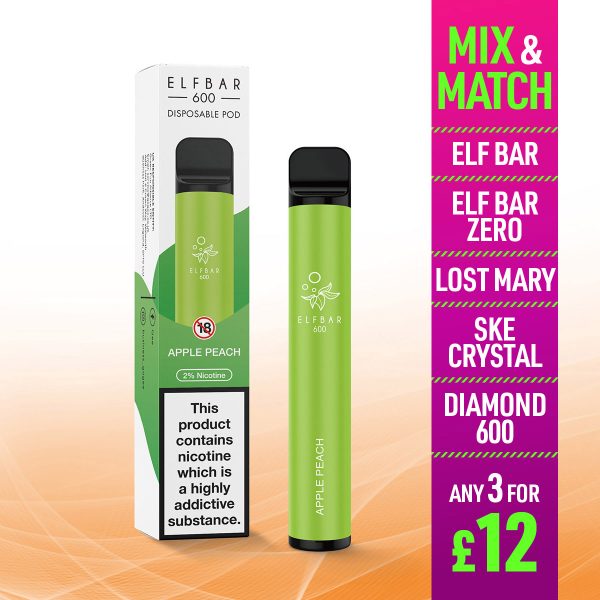 Elf Bar 600 Disposable Vape Apple Peach