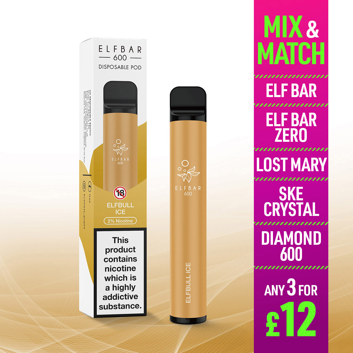 Elf Bar 600 Elfbull Ice Disposable Vape Jenson E Cig