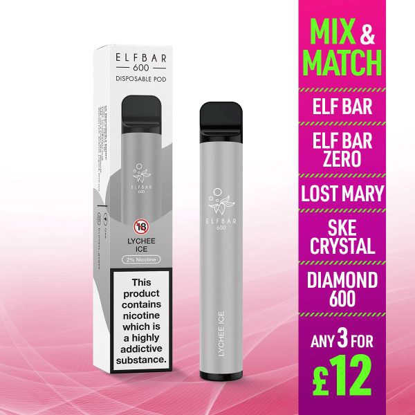 Elf Bar 600 Disposable Vape Lychee Ice