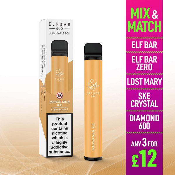 Elf Bar 600 Disposable Vape Mango Milk Ice