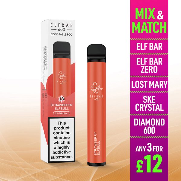 Elf Bar 600 Disposable Vape Strawberry Elfbull