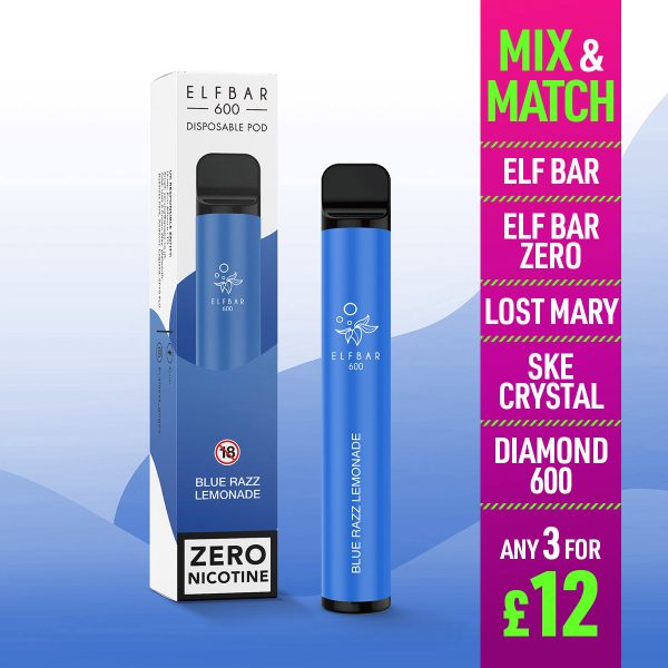 Elf Bar 600 Disposable Vape Blue Razz Lemonade