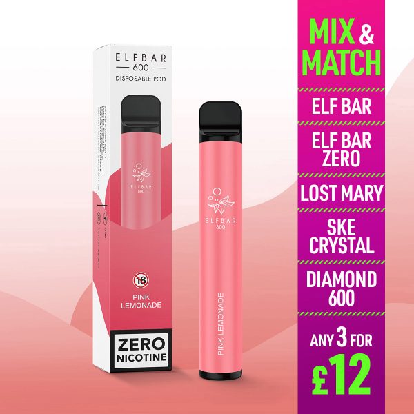 Elf Bar 600 Pink Lemonade Zero Nicotine