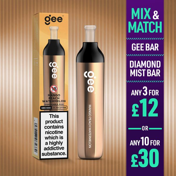 Elf Bar Gee 600 Disposable Vape Mango Peach Watermelon