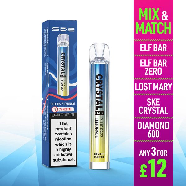 SKE Crystal Bar 600 Disposable Vape Blue Razz Lemonade