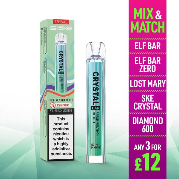SKE Crystal Bar 600 Disposable Vape Fresh Menthol Mojito