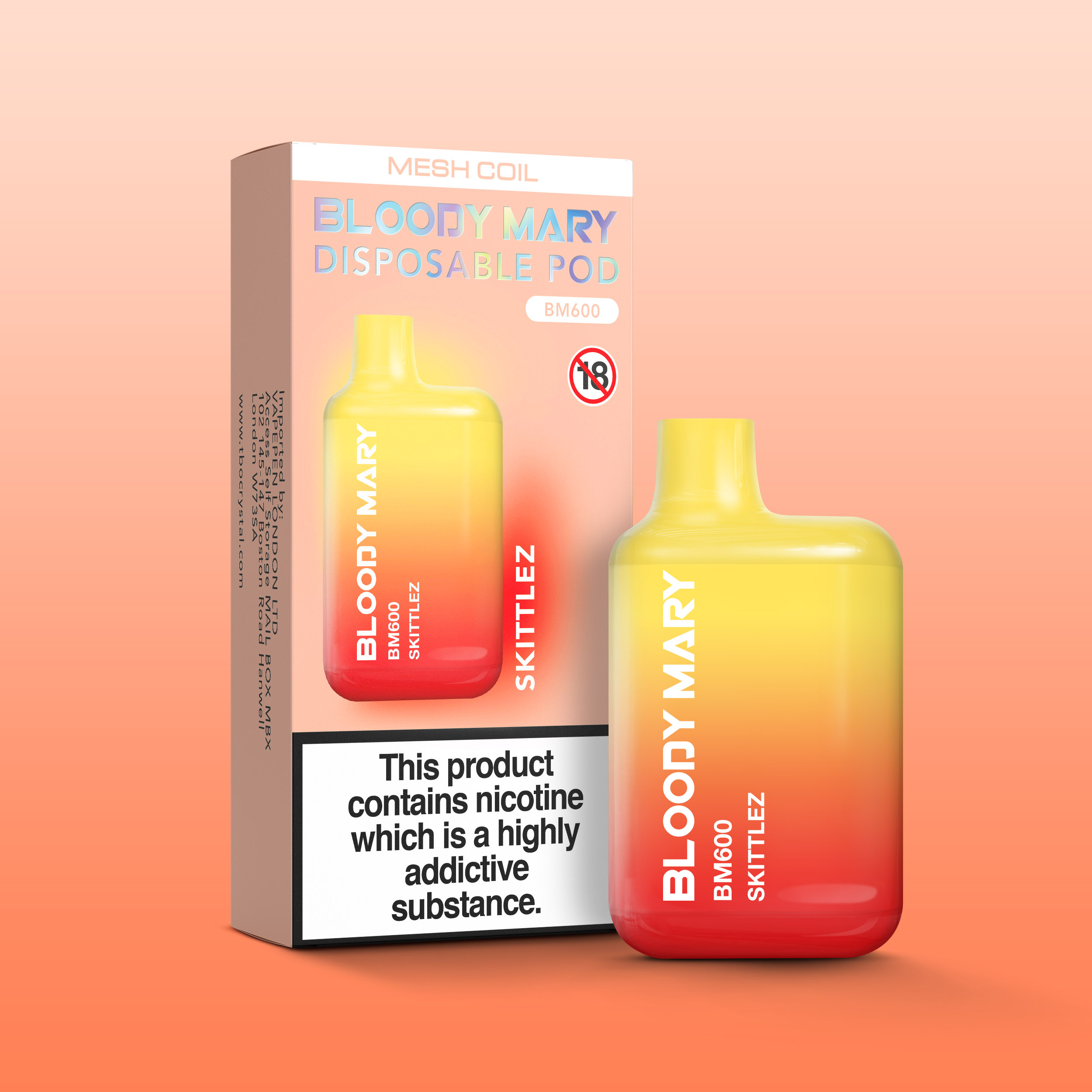 Skittlez Bloody Mary BM600 Vape Disposable Vape Jenson