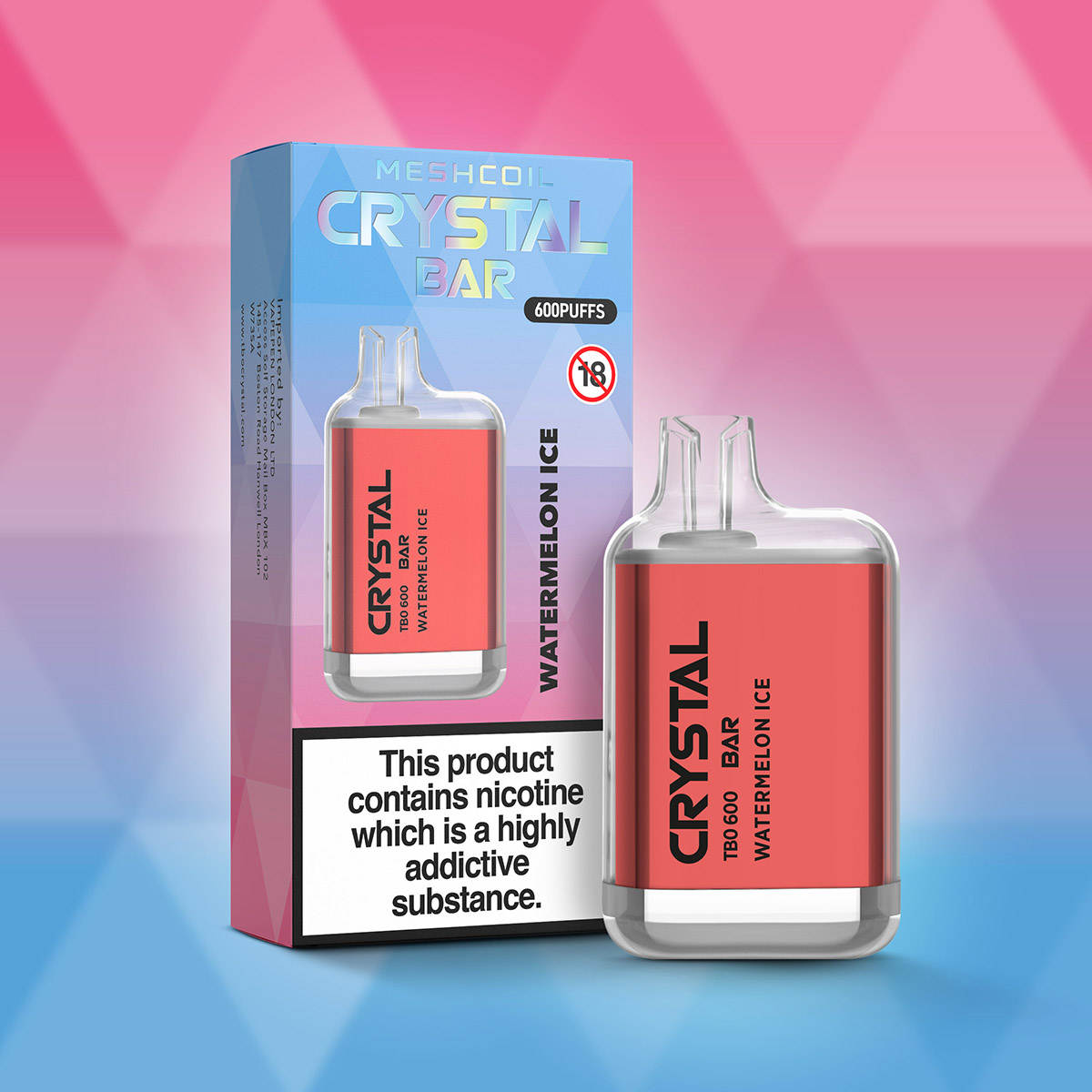 Watermelon Ice Bloody Mary Crystal Bar TBO600 Disposable Vape Jenson