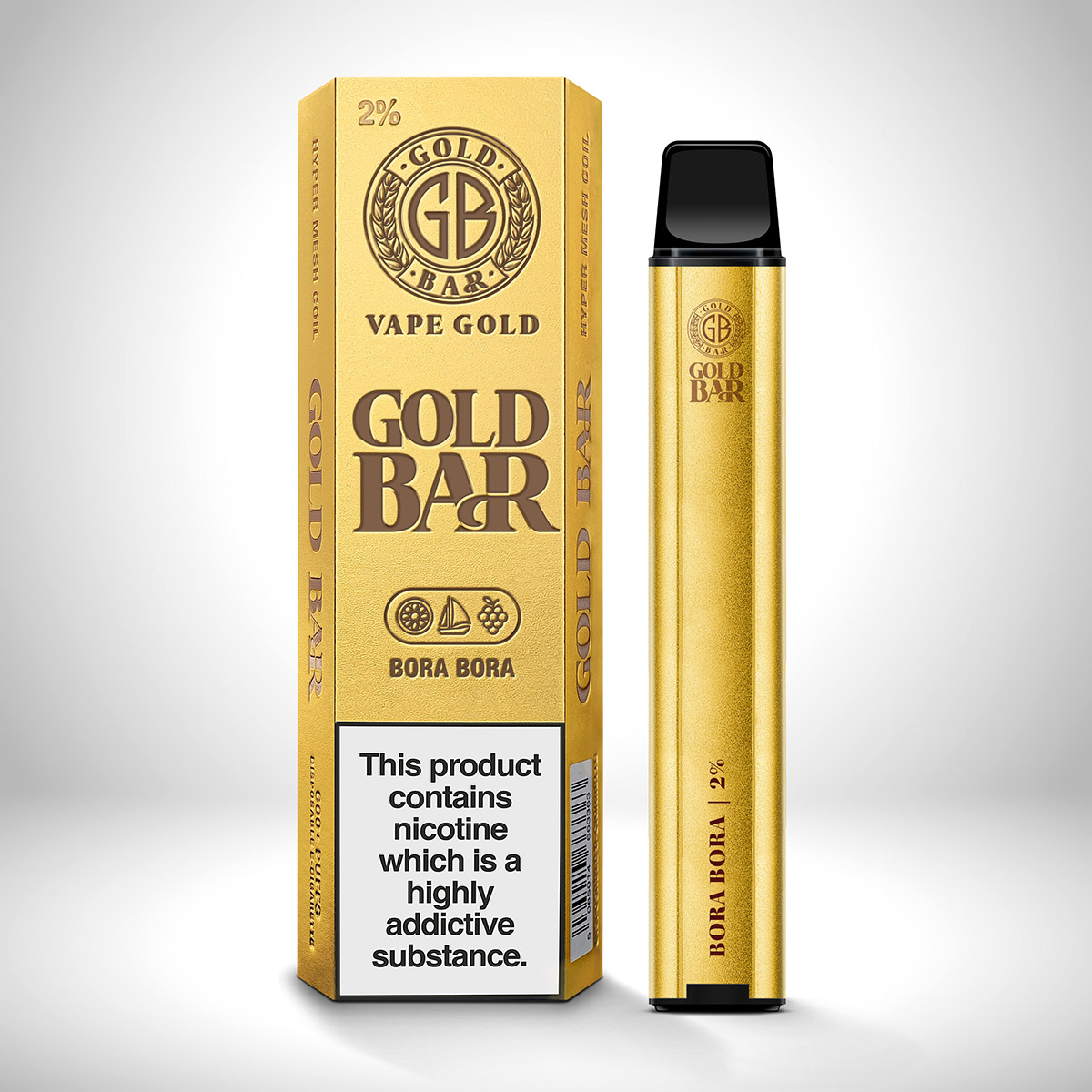 Tropical Delight: Bora Bora Gold Bar 600 Disposable Vape | £4.99+