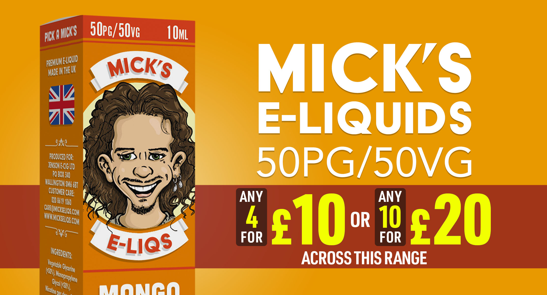 Mick's E-liquids - 50PG/50VG | £10 for any 5 products, E-Liquid deals, vape deals