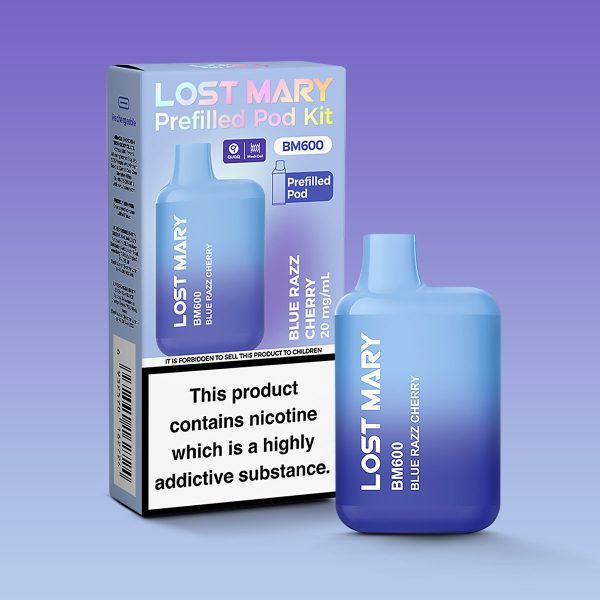 jenson ecig lostmary bar prefilled pod kit blue razz cherry