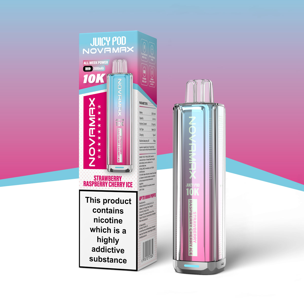 Strawberry Raspberry Cherry Ice - Juicy Pod NovaMax 10K Prefilled Pod Kit