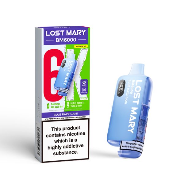 lost mary bm6000 prefilled pod kit blue razz gami