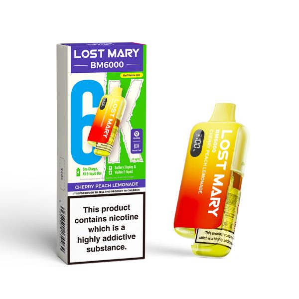 lost mary bm6000 prefilled pod kit cherry peach lemonade