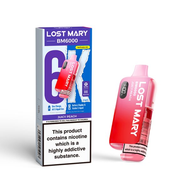 lost mary bm6000 prefilled pod kit juicy peach