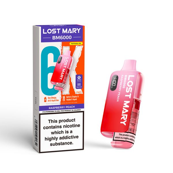 lost mary bm6000 prefilled pod kit raspberry peach